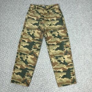 We The Free Pants Womens 26 Green Camo Straight Leg Utility Khakis Cotton Army